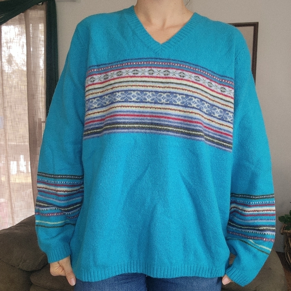 Vintage Lane Bryant Wool Blend Printed Sweater Size 22/24